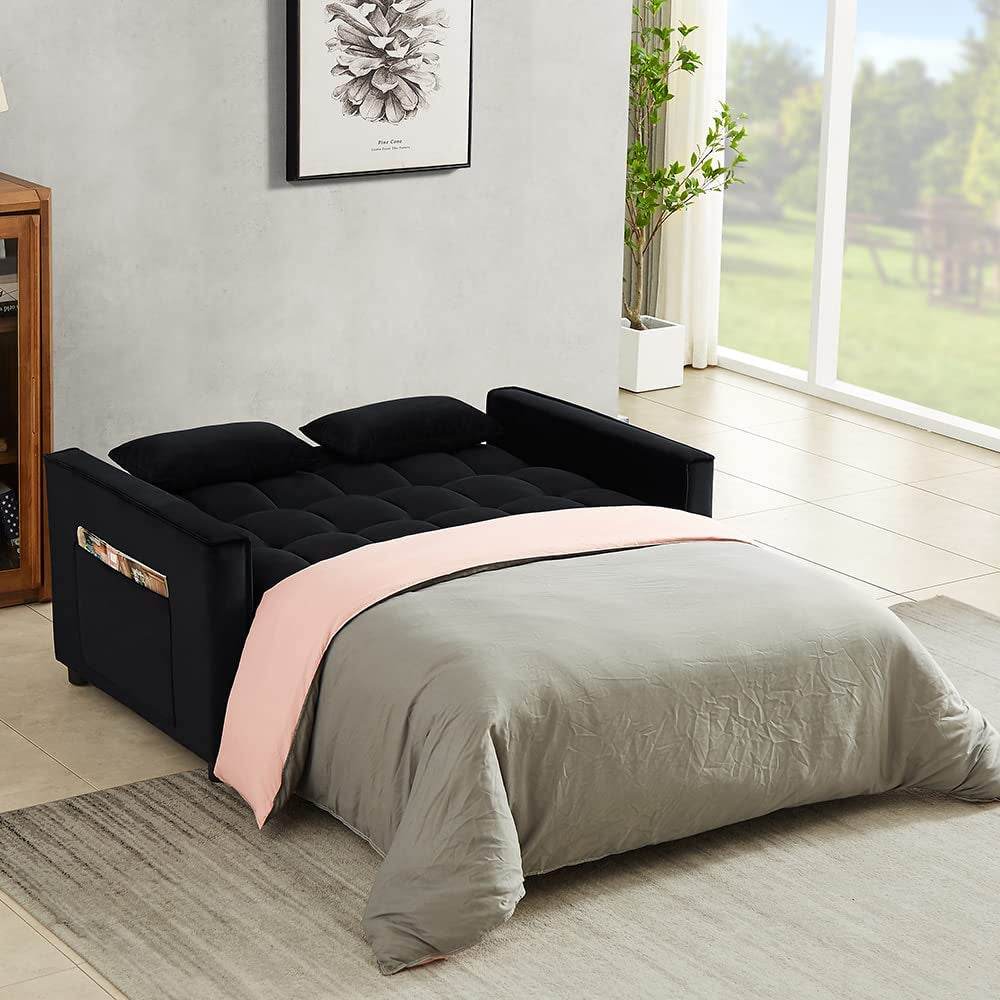 Velvet Sofa Bed with Adjustable Pull Out - Loft&Timber