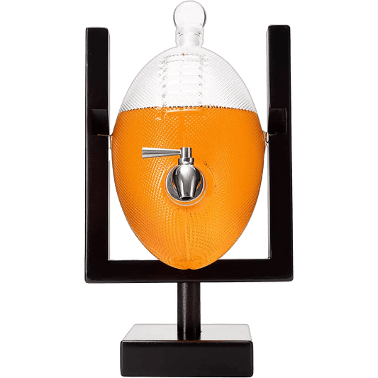 Football Decanter for Whiskey, Wine, Water & Other Liquids - Spigot Faucet - 1400ml Fantasy & Monday Night Football Decorations Decor Liquor Dispenser Gifts for Men Dad, Decanters for Alcohol - Loft&Timber