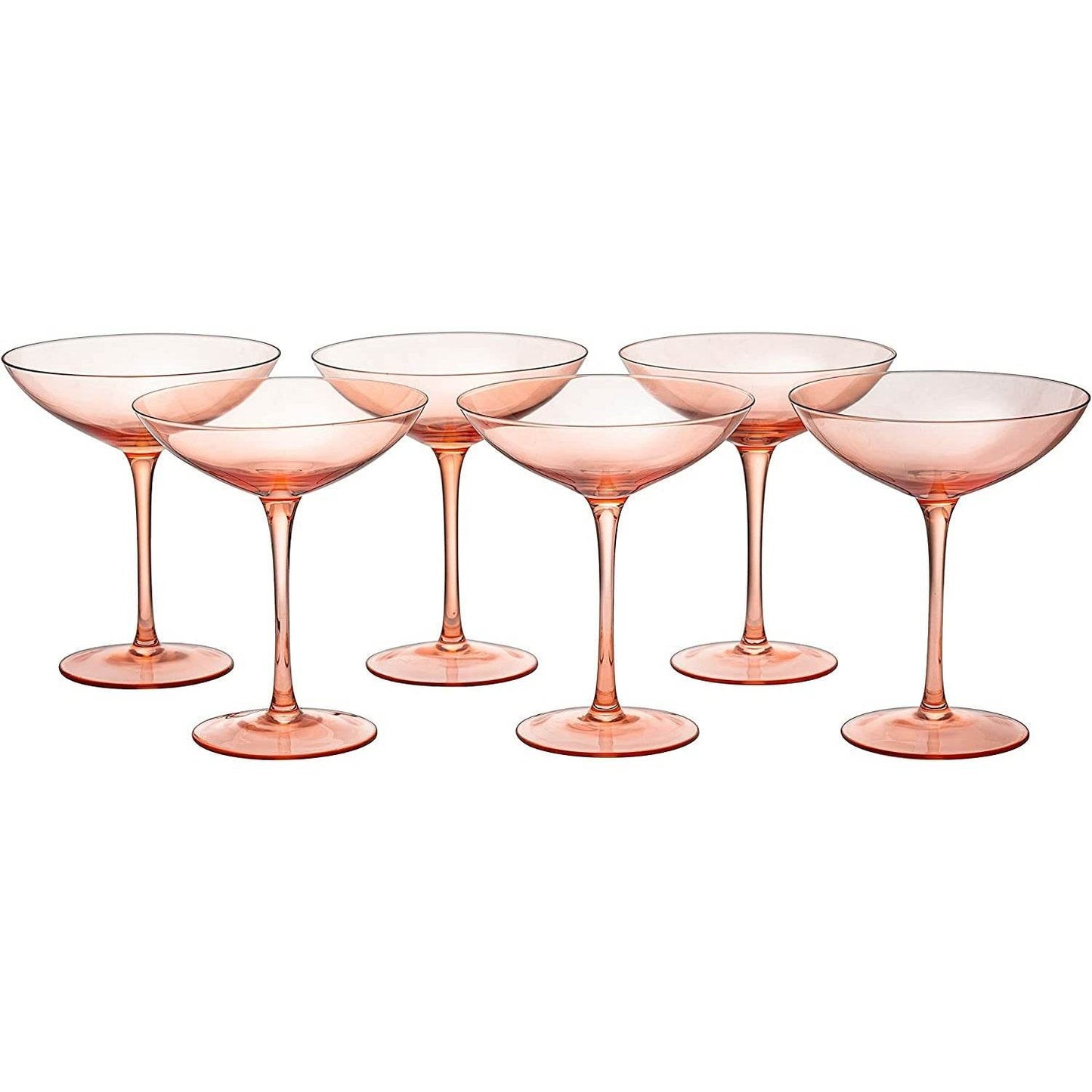 The Wine Savant Colored Vintage Glass Coupes 12oz Colorful Cocktail, Martini & Champagne Glasses, Prosecco, Mimosa Glasses Set, Cocktail Glass Set, Bar Glassware Luster Glasses (6, Orange) - Loft&Timber