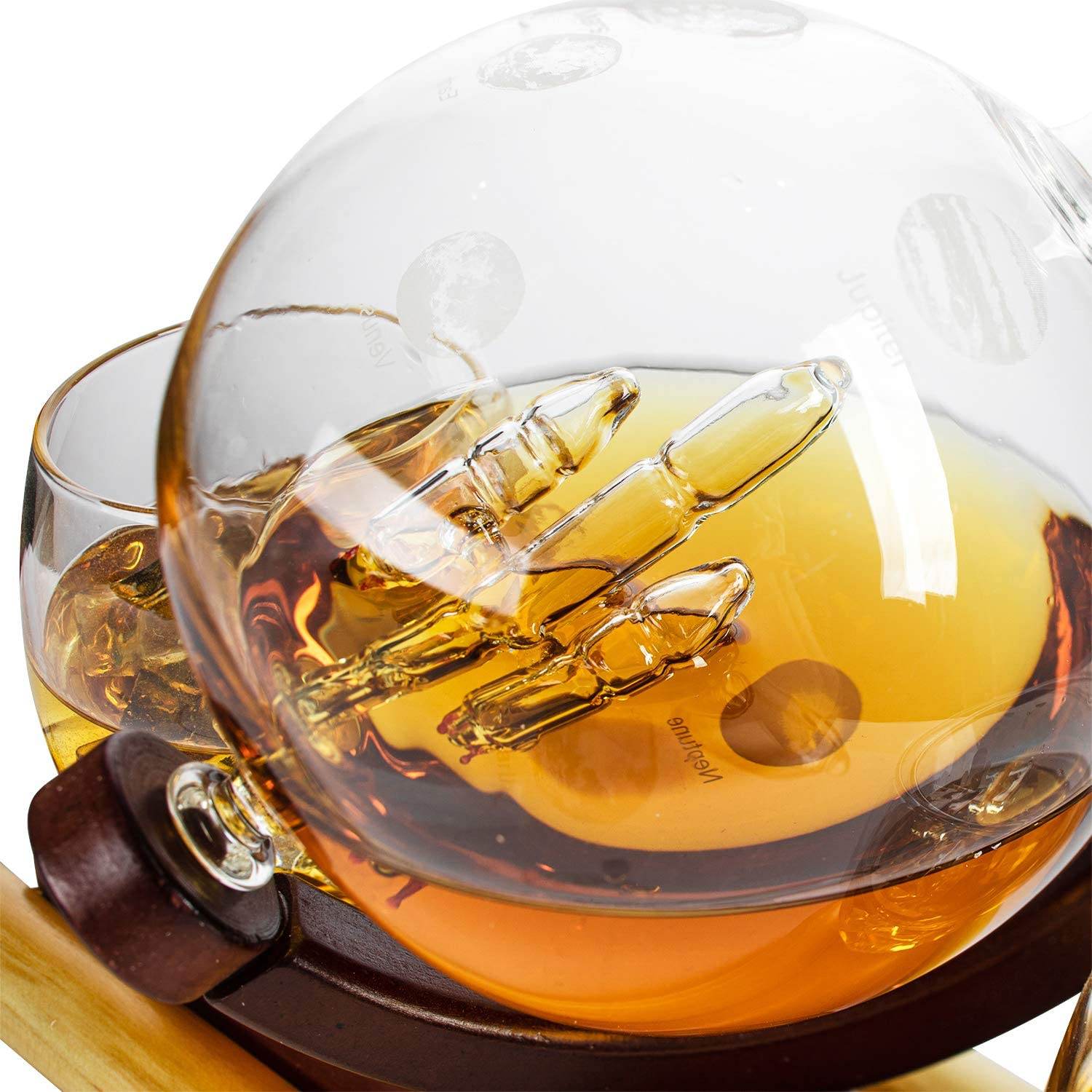 Rocket Whiskey Decanter Set, Solar System With Planets Globe Decanter - Loft&Timber