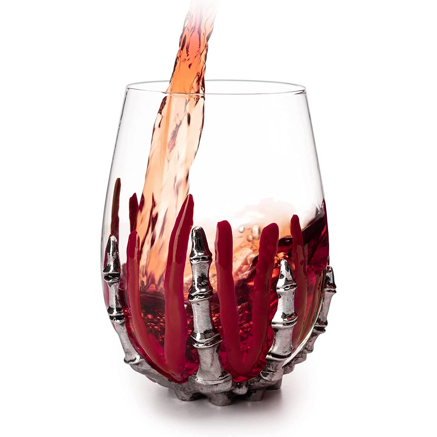 Skeleton Wine Glass, Bloody Hand Wine Skull Glass - 12oz Skeleton Glasses 5" H, Goth Gifts, Skeleton Gifts, Skeleton Decor, Spooky Wine Gift Set, Themed Parties! - Loft&Timber