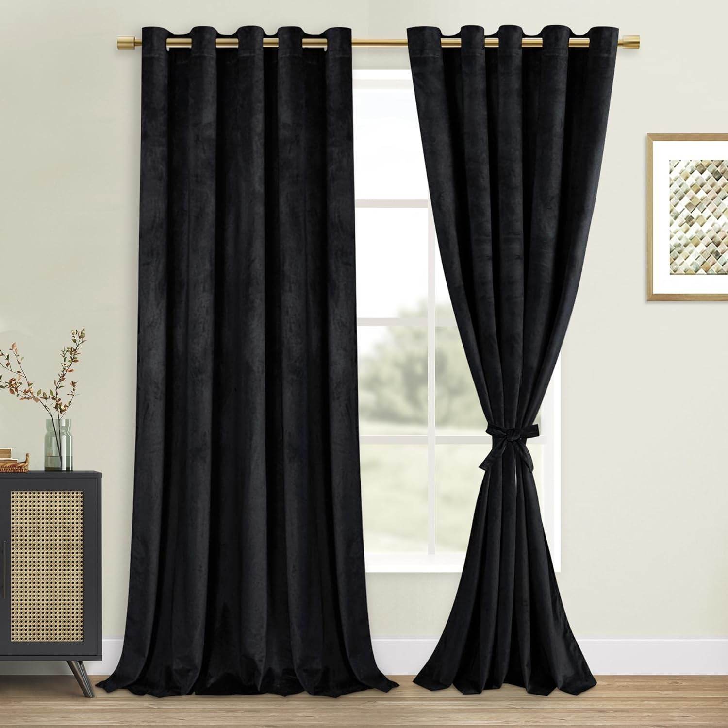 Custom Curtains: Velvet Blackout Curtains, Set of 2 Panels - Loft&Timber