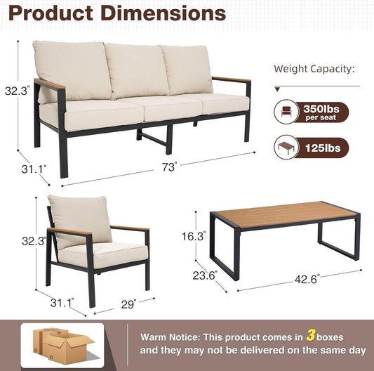Stylish Four Piece Outdoor Patio Furniture Conversation Set - Loft&Timber