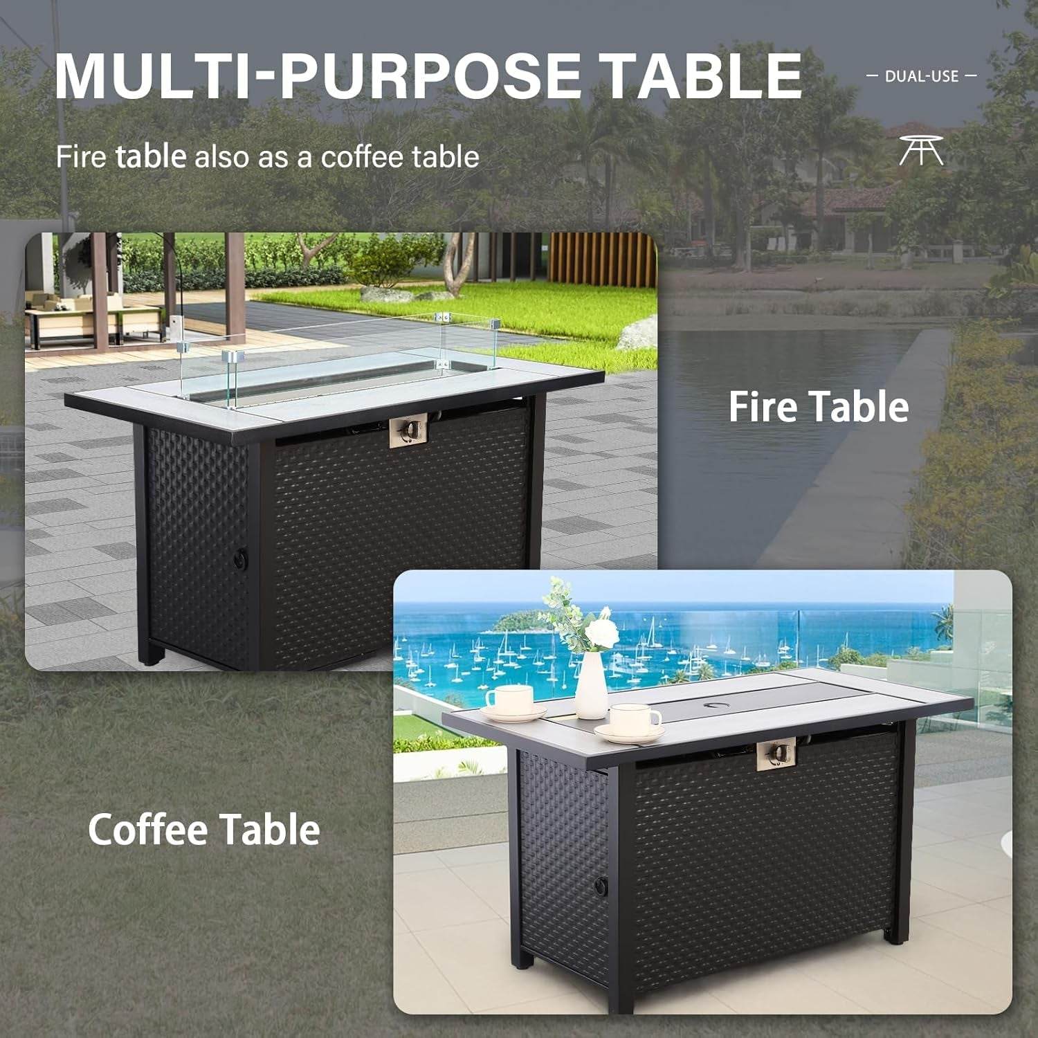 Six-Piece Outdoor Furniture Set with Fire Pit Table - Loft&Timber
