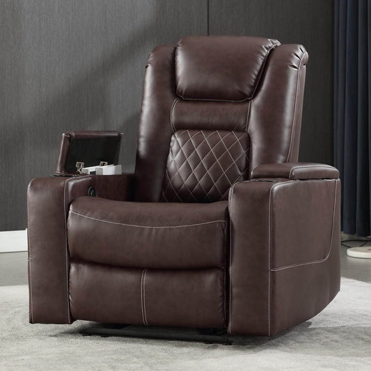 Electric Power Recliner Chair (Red Brown) - Loft&Timber