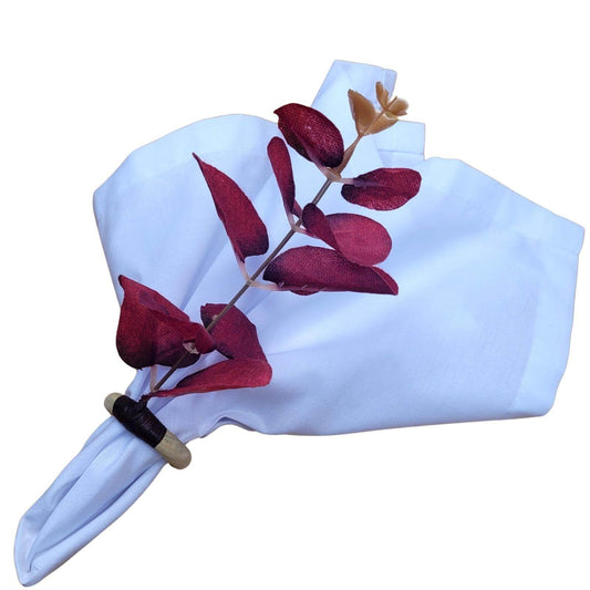 Set of 4 Red Leaf Eucalyptus Napkin Rings, Rustic Napkin Ring, Minimalist Tabledecor, Oriental Tabledecor - Loft&Timber