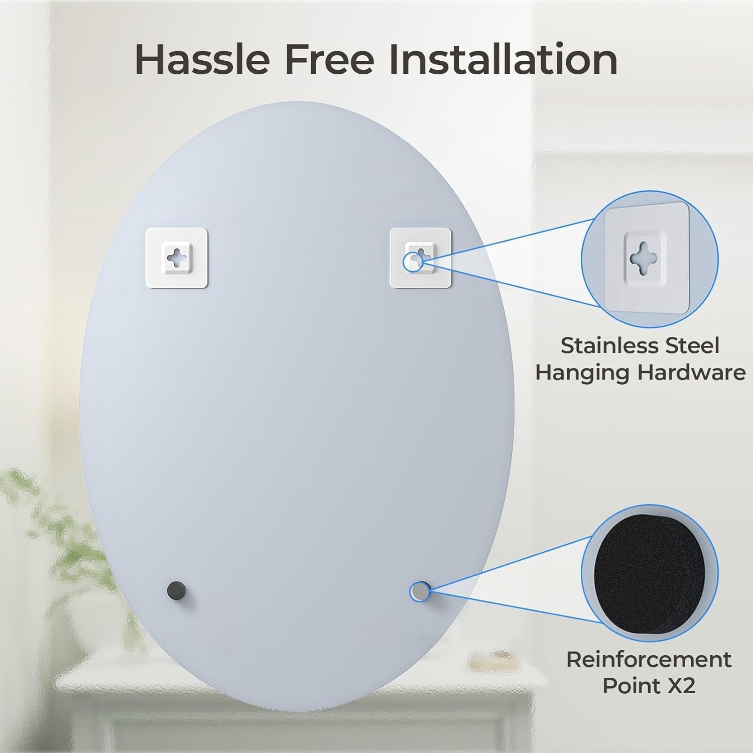Bathroom Mirror for over Sink, 20X28 Inch Oval Frameless Mirror, Beveled and Polished, Decorative Wall Mirror for Bathroom, Bedroom, Vanity, Entryway, Modern and Elegant-3