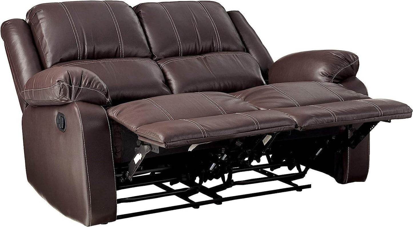 Brown Faux Leather Recliner Loveseat - Loft&Timber
