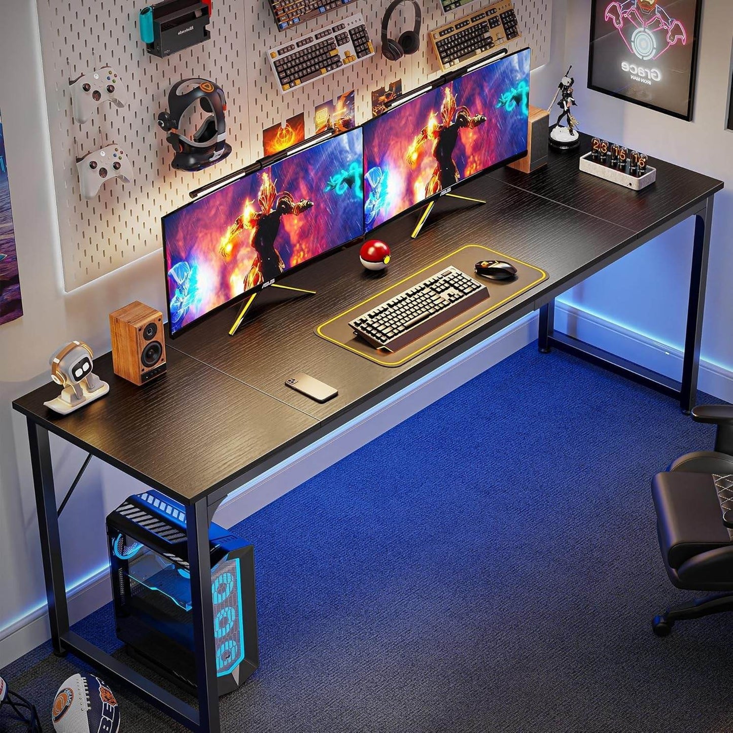 Computer Desk, 80 Inch Office Desk in Black - Loft&Timber