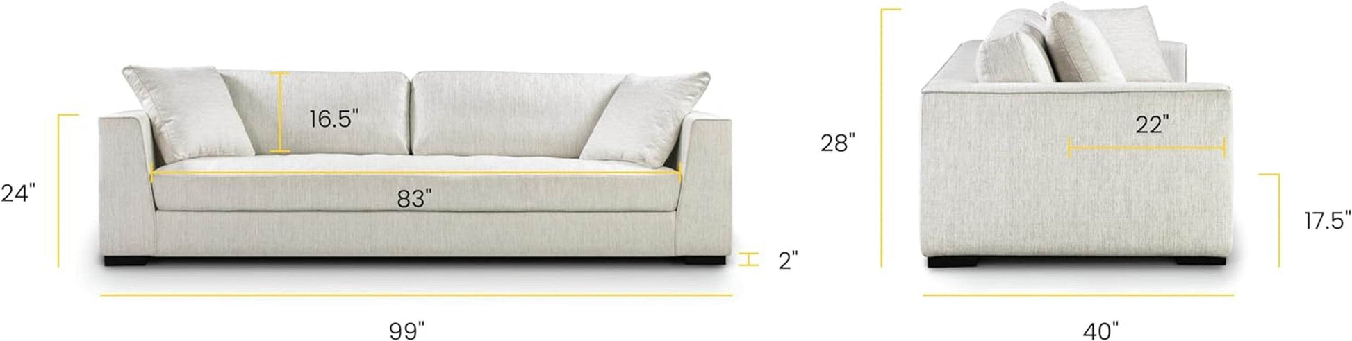 Capri Fabric Sofa, Bright Ash - Loft&Timber