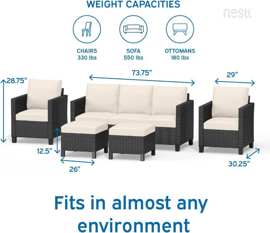 Patio Furniture Set with off White Cushions - Loft&Timber