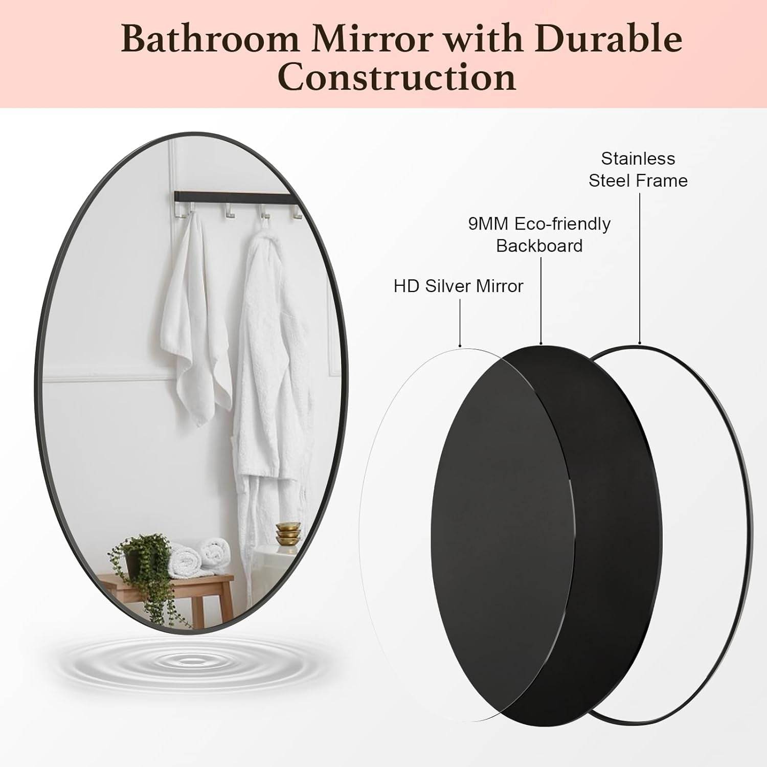 Oval Mirror 20X30 Black - Loft&Timber