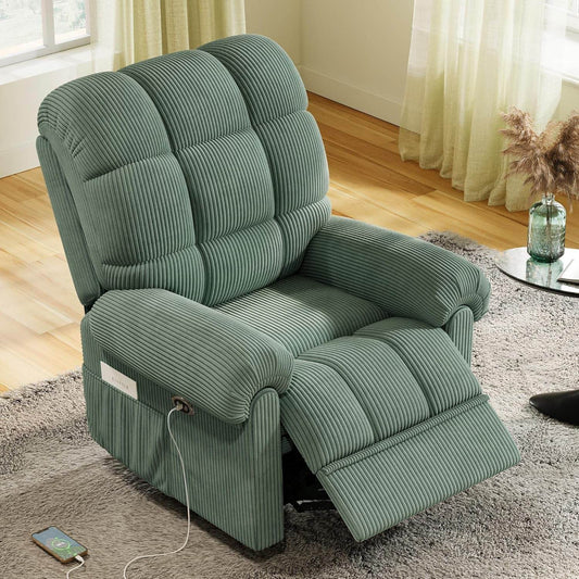 Power Recliner Chair in Green - Loft&Timber