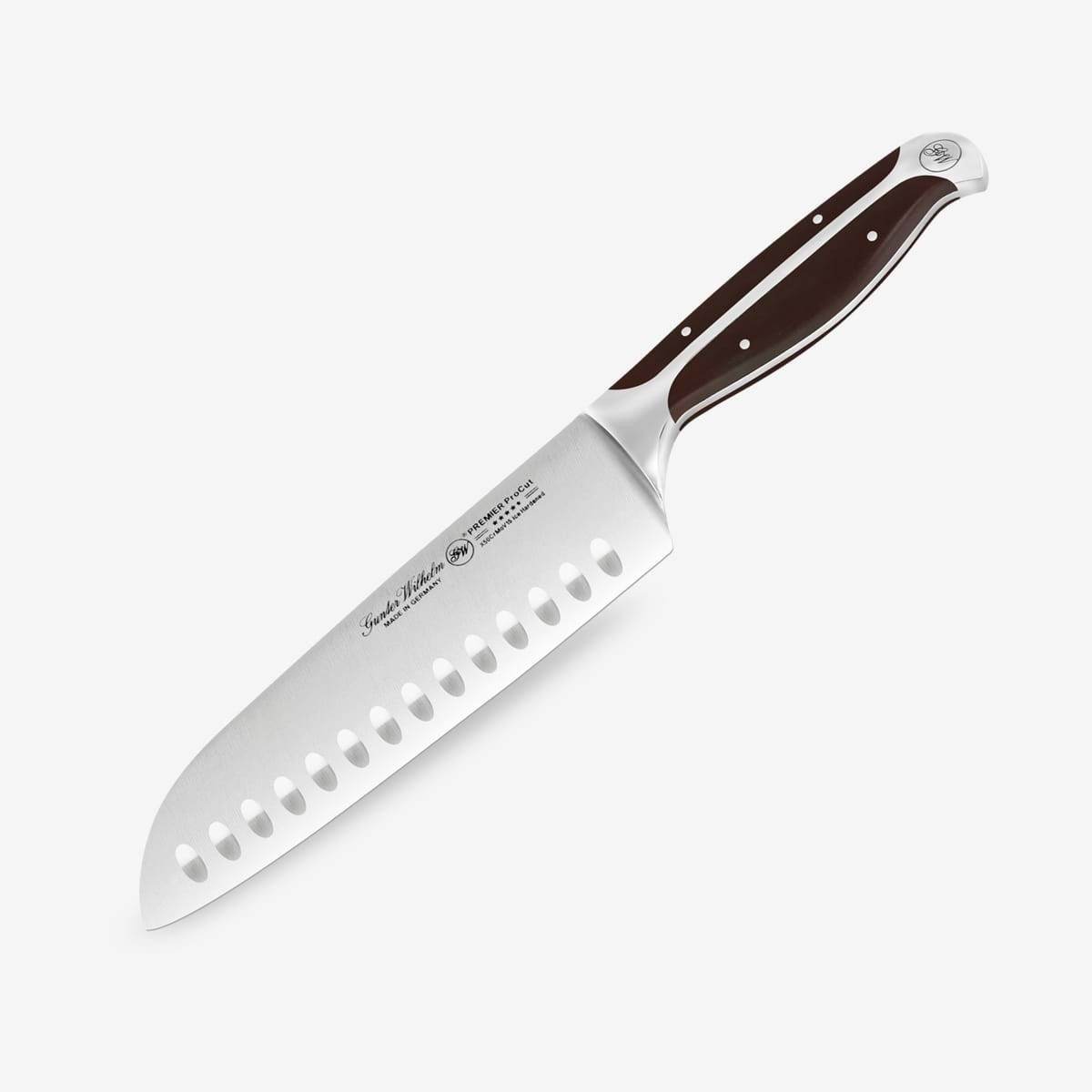 Gunter Wilhelm Premier Santoku Knife, 7 Inch | Dark Brown ABS Handle SKU: 30-315-0407 - Loft&Timber
