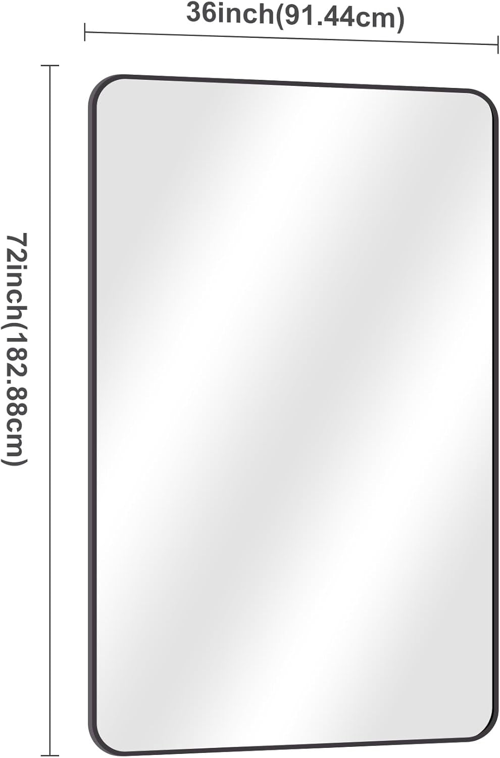 60" X 36"Bathroom Mirror, Matte Black Wall Mirror with Metal Frame, Decorative Rectangular Vanity Mirror for Bedroom Bathroom Living Room Entryway (Horizontal/Vertical)-4