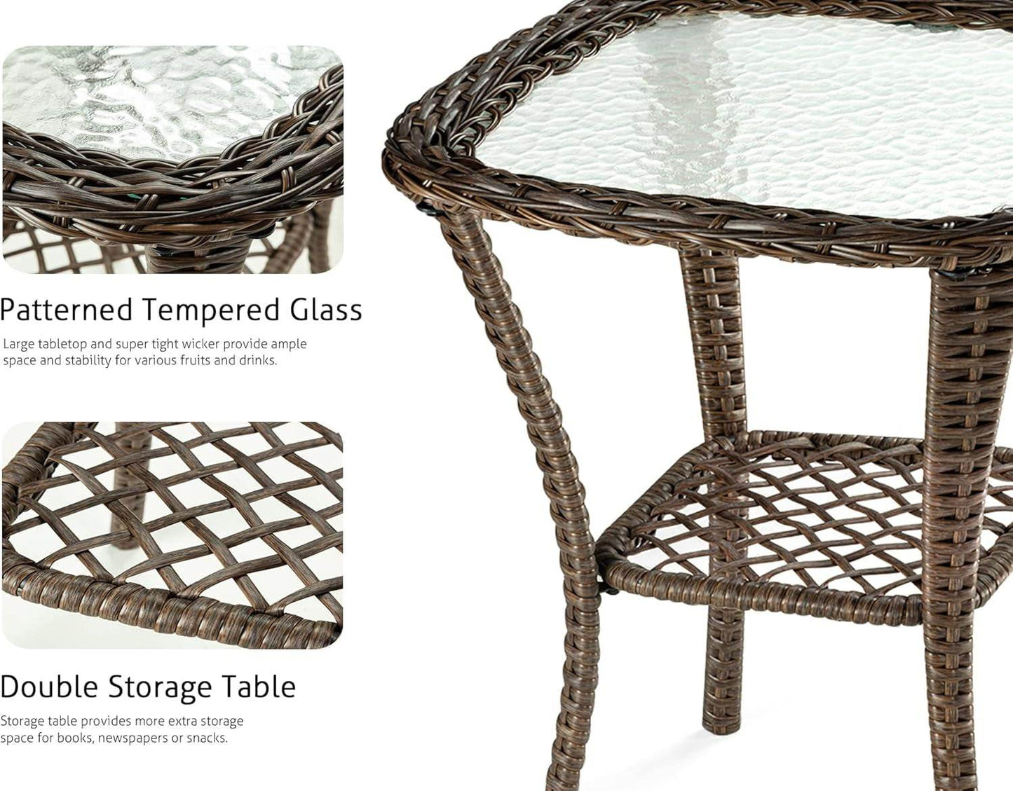 Outdoor Wicker Swivel Glider Rocker Patio Furniture Set - Loft&Timber