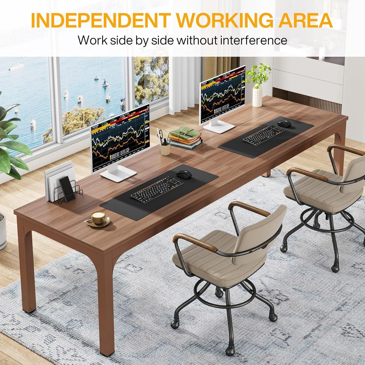 78.7 Inches Extra Long Computer Desk 2 Person Desk, Double Long Desk, Workstaion for Home Office-4