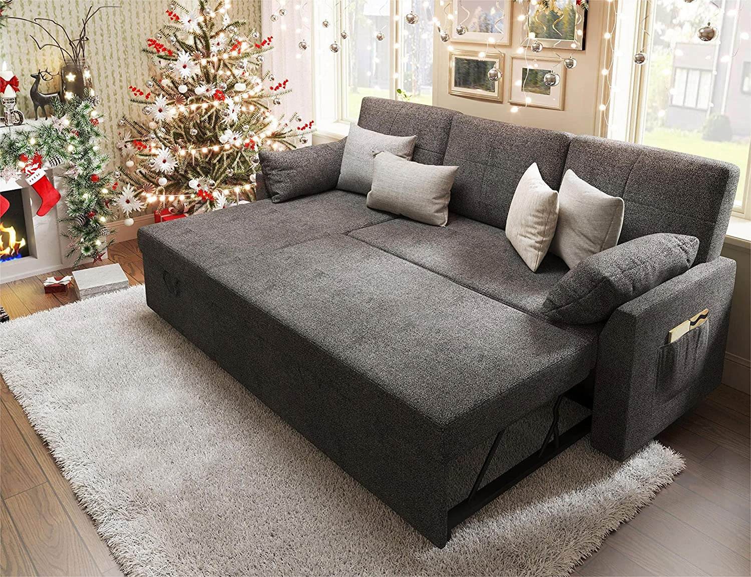 Gray Sectional Sleeper Sofa with Storage Chaise - Loft&Timber