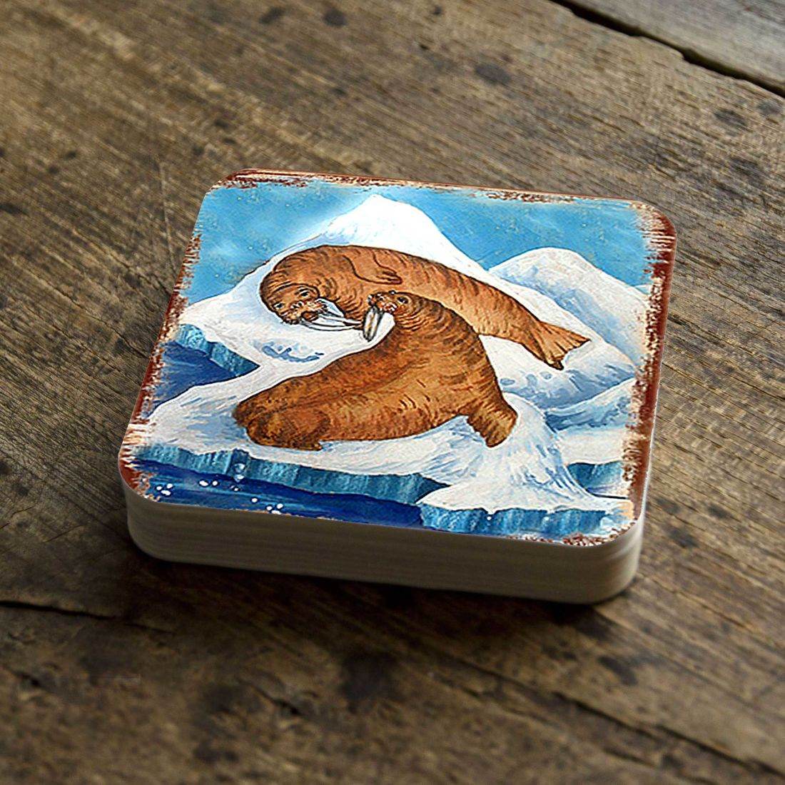 Sea Lions Wooden Cork Coasters Gift Set of 4 by Nature Wonders - Nature Wildlife Decor - 95377C-S4 - Loft&Timber
