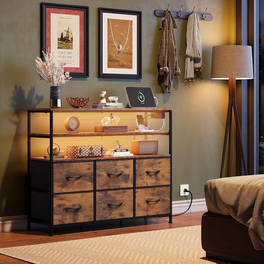 Led Dresser TV Stand in Rustic Brown - Loft&Timber