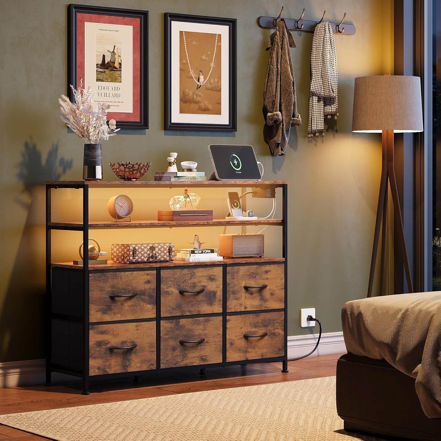 Led Dresser TV Stand in Rustic Brown - Loft&Timber