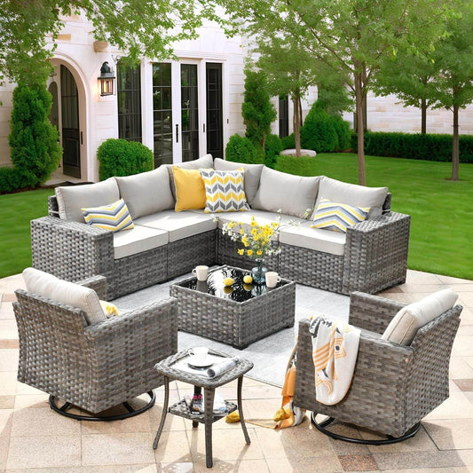 Modern Modular Outdoor Wicker Sectional Sofa Set - Loft&Timber
