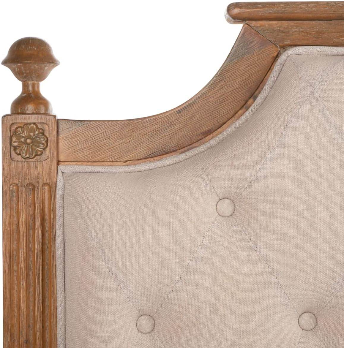 Tufted Linen Headboard in Beige and Rustic Oak - Loft&Timber