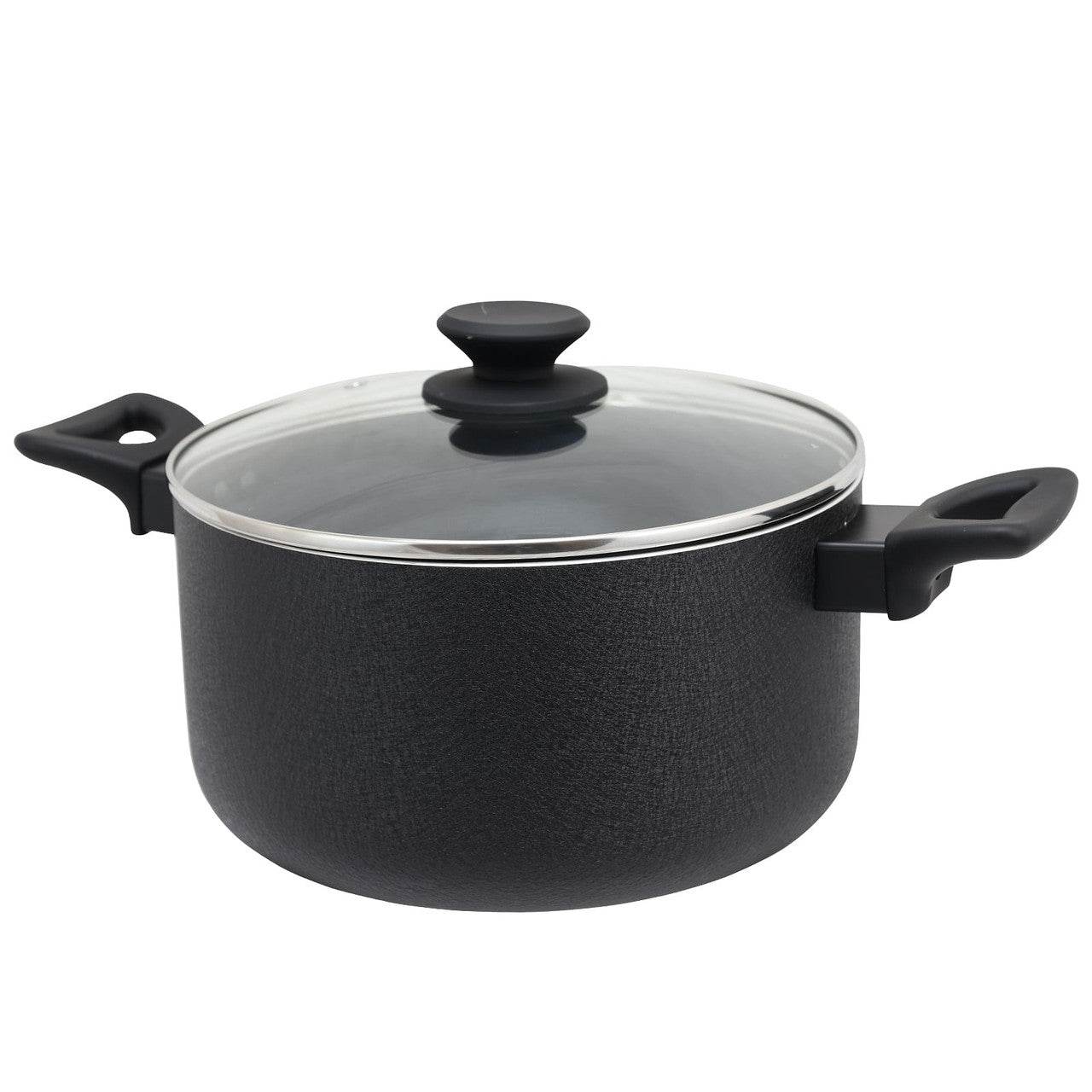 Oster Ashford 6 Quart Aluminum Dutch Oven with Tempered Glass Lid in Black - Loft&Timber