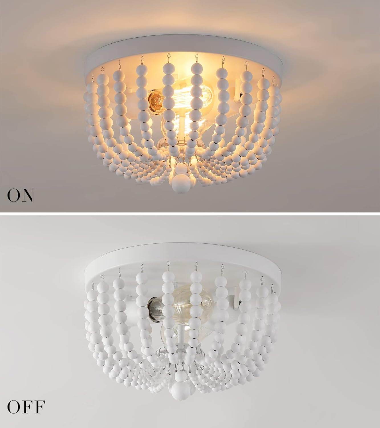 2-Light White Boho Chandelier Nursery Bedroom - Loft&Timber