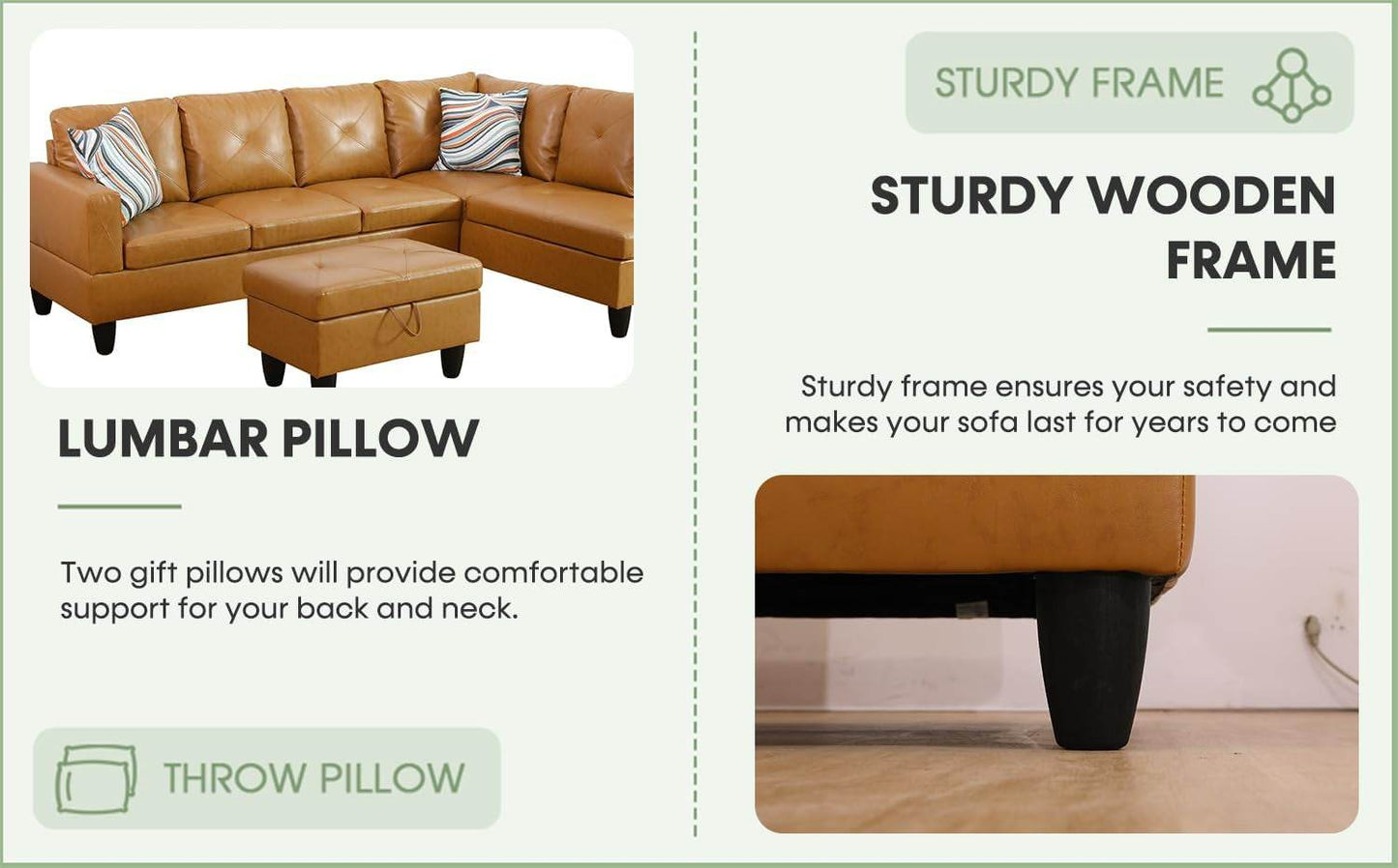 Leather Sectional Sofa Couch,L-Shape Sofa Sectional Couch Set - Loft&Timber