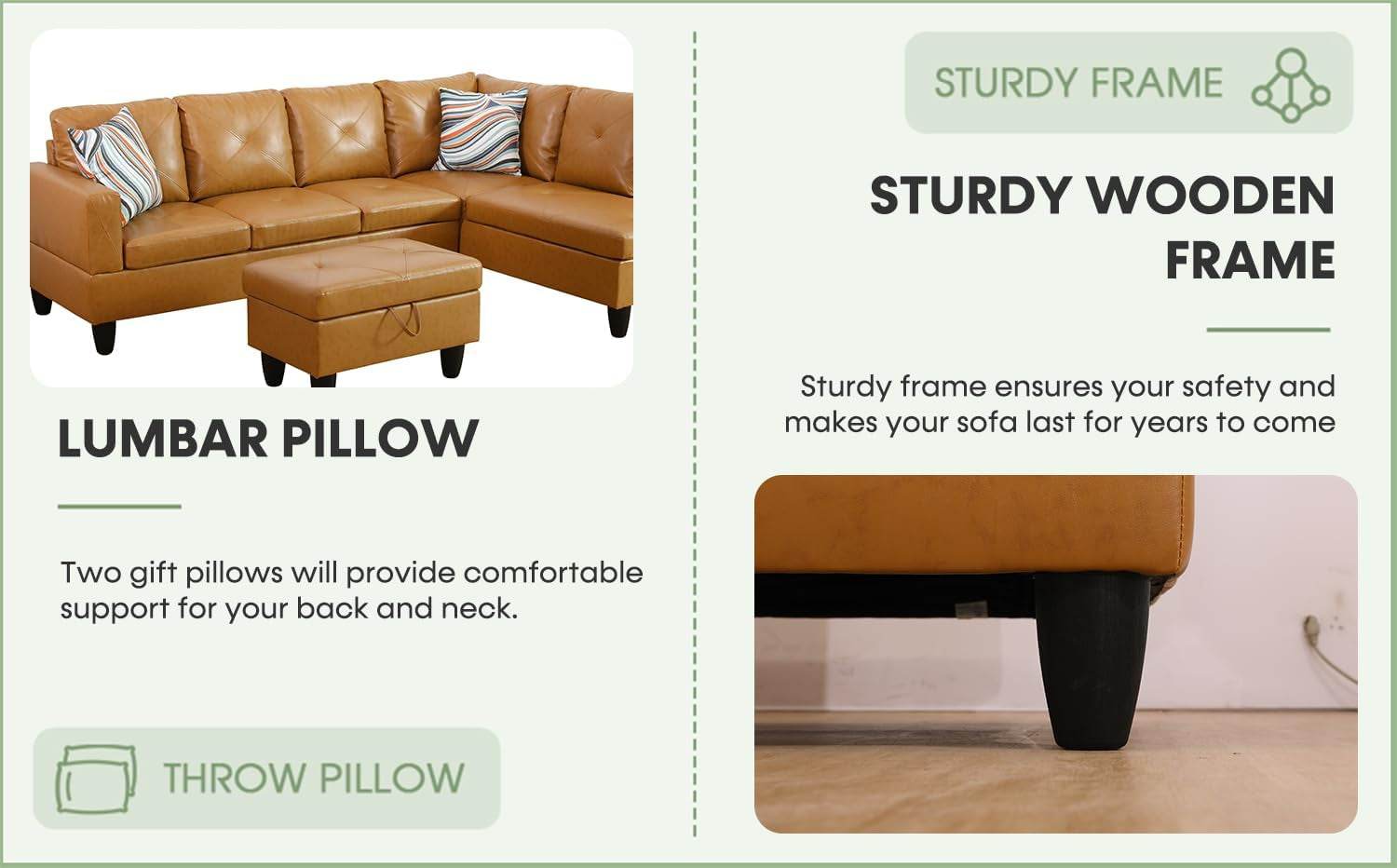 Leather Sectional Sofa Couch,L-Shape Sofa Sectional Couch Set - Loft&Timber