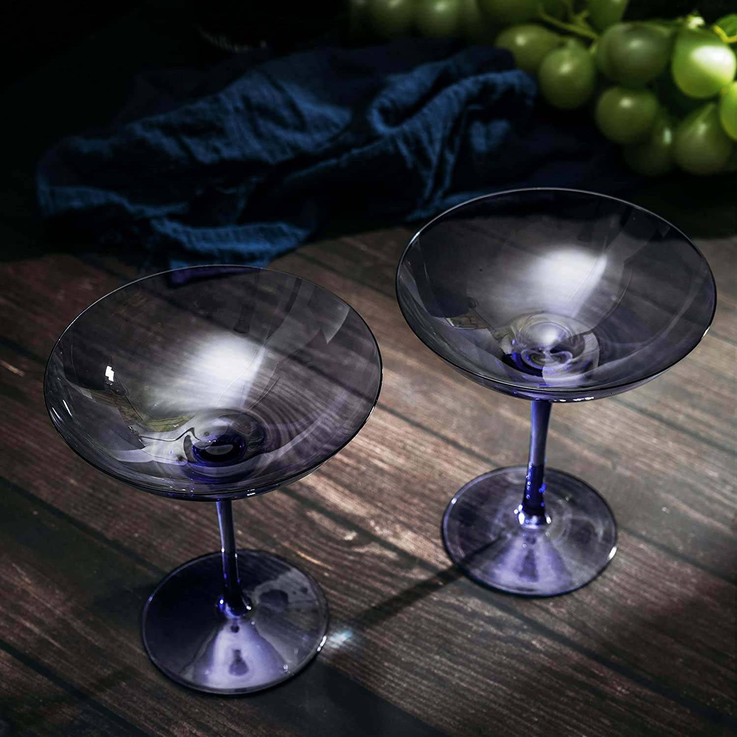 Champagne Coupes 12oz by The Wine Savant - Colorful Champagne Glasses, Prosecco, Mimosa Glasses Set, Cocktail Glass Set, Bar Glassware Luster Glasses (2, Lavender) - Loft&Timber