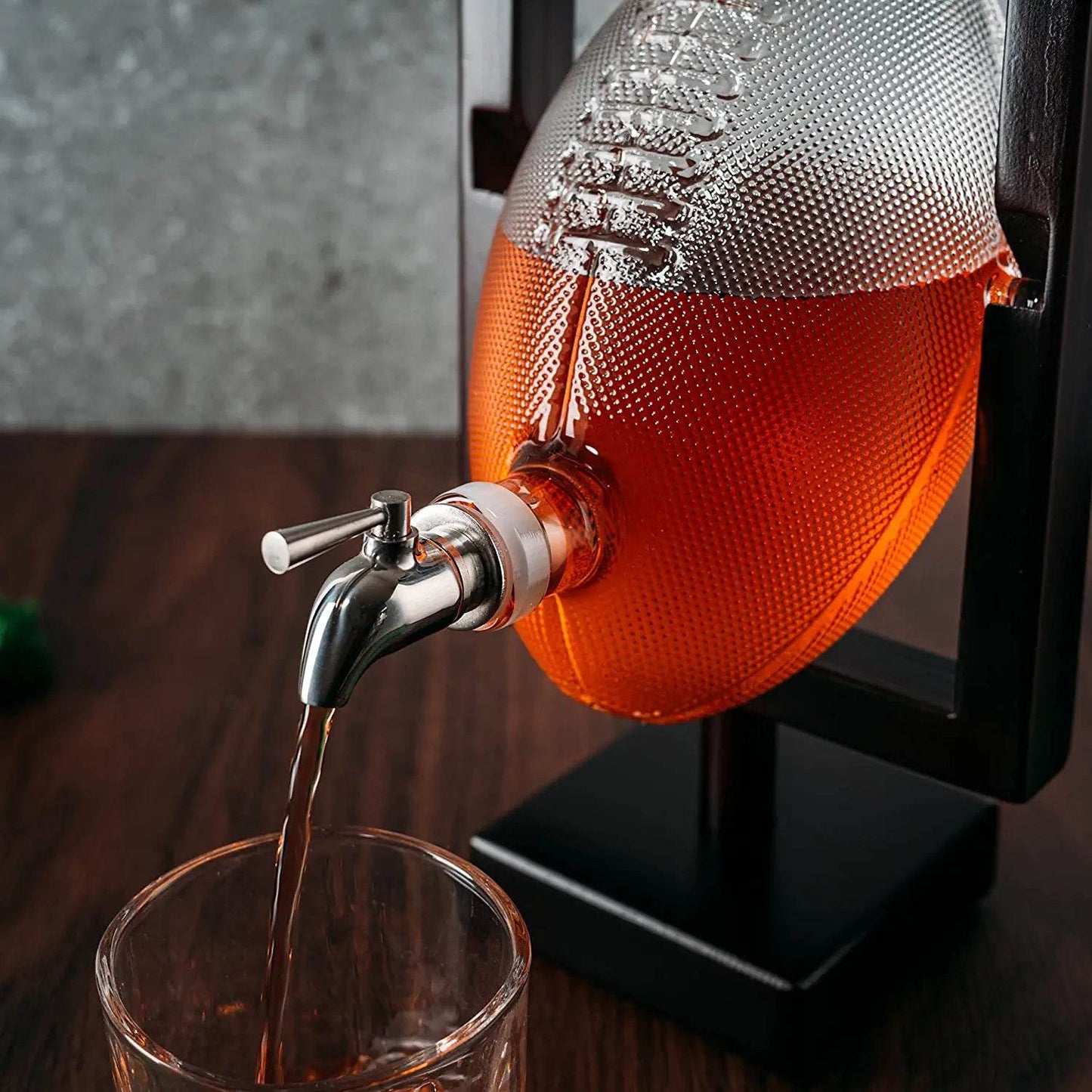 Football Decanter for Whiskey, Wine, Water & Other Liquids - Spigot Faucet - 1400ml Fantasy & Monday Night Football Decorations Decor Liquor Dispenser Gifts for Men Dad, Decanters for Alcohol - Loft&Timber