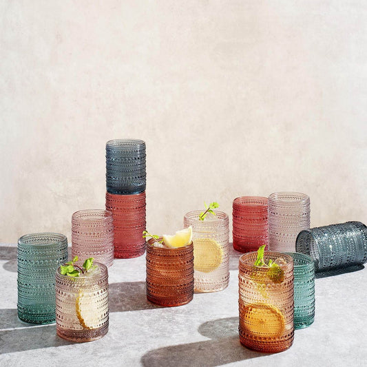 Hobnail Drinking Glasses Pastel Colored Beaded Drinking | Set of 12 - Loft&Timber