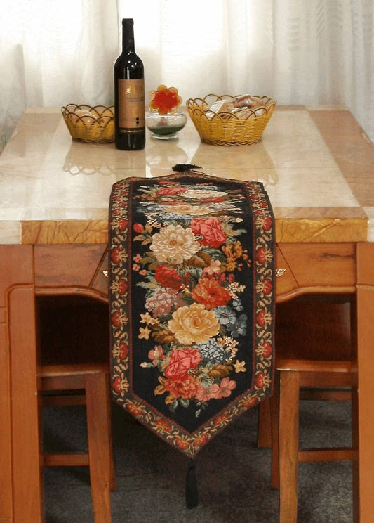 Tache Country Rustic Floral Midnight Awakening Table Runner (3089BL)-0