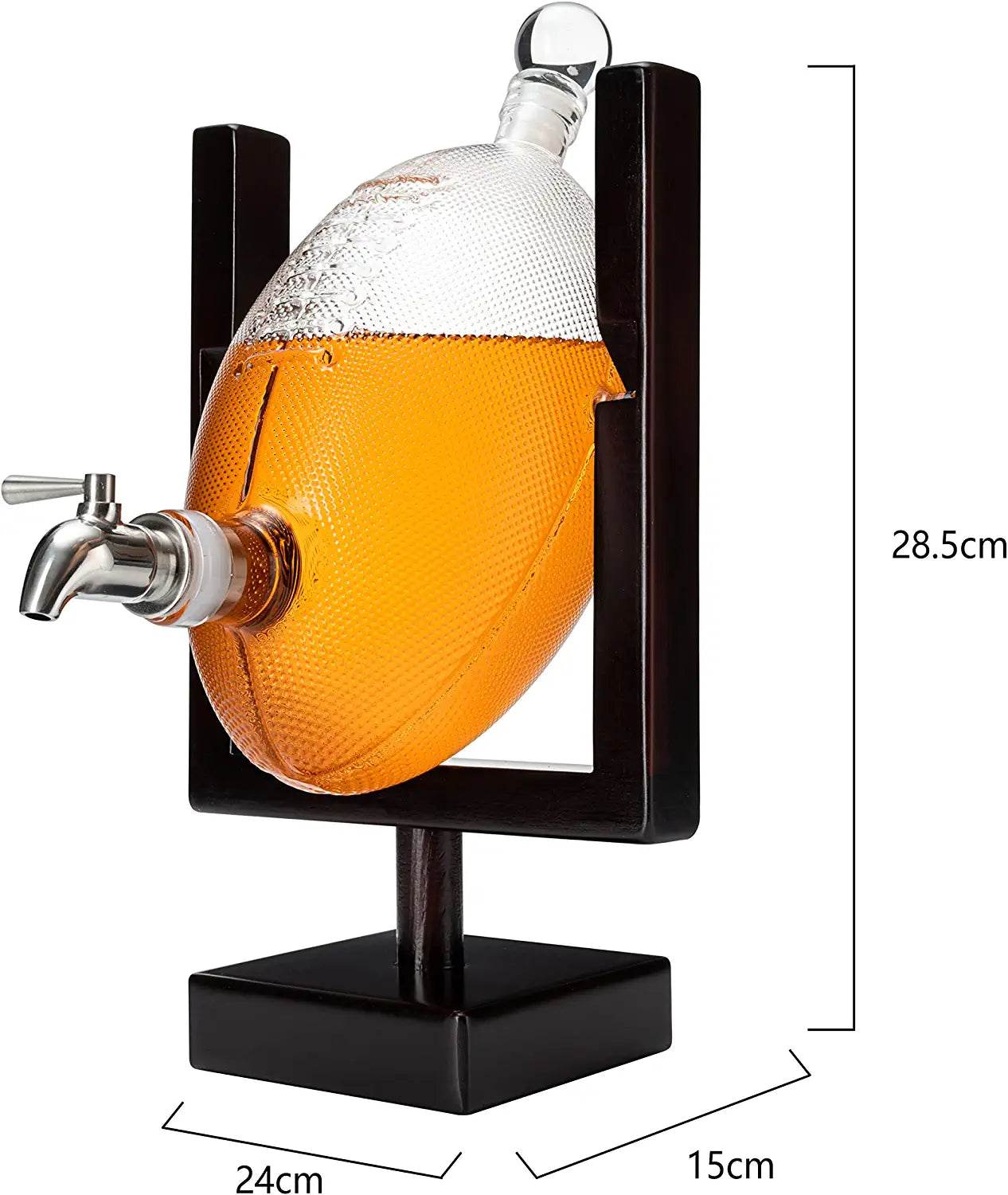 Football Decanter for Whiskey, Wine, Water & Other Liquids - Spigot Faucet - 1400ml Fantasy & Monday Night Football Decorations Decor Liquor Dispenser Gifts for Men Dad, Decanters for Alcohol - Loft&Timber