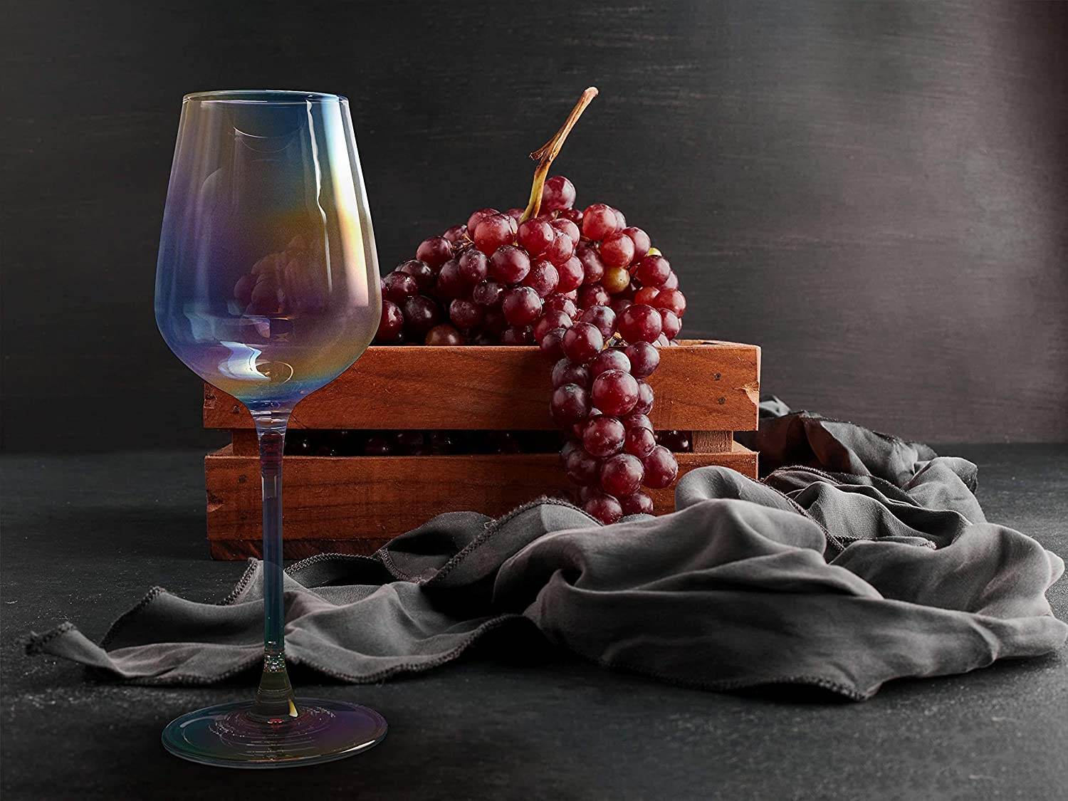 Iridescent Luster Large Radiance Wine Glasses - White Pearl Whimsy and Nostalgia Large Red Wine or White Wine Glass In An Elegant Gift Box - Loft&Timber