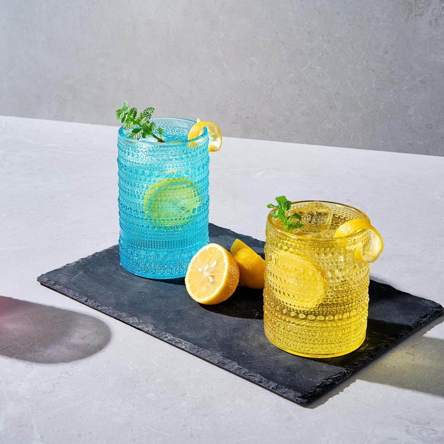 Hobnail Drinking Glasses Colored Beaded Drinking Set of 12 - Loft&Timber