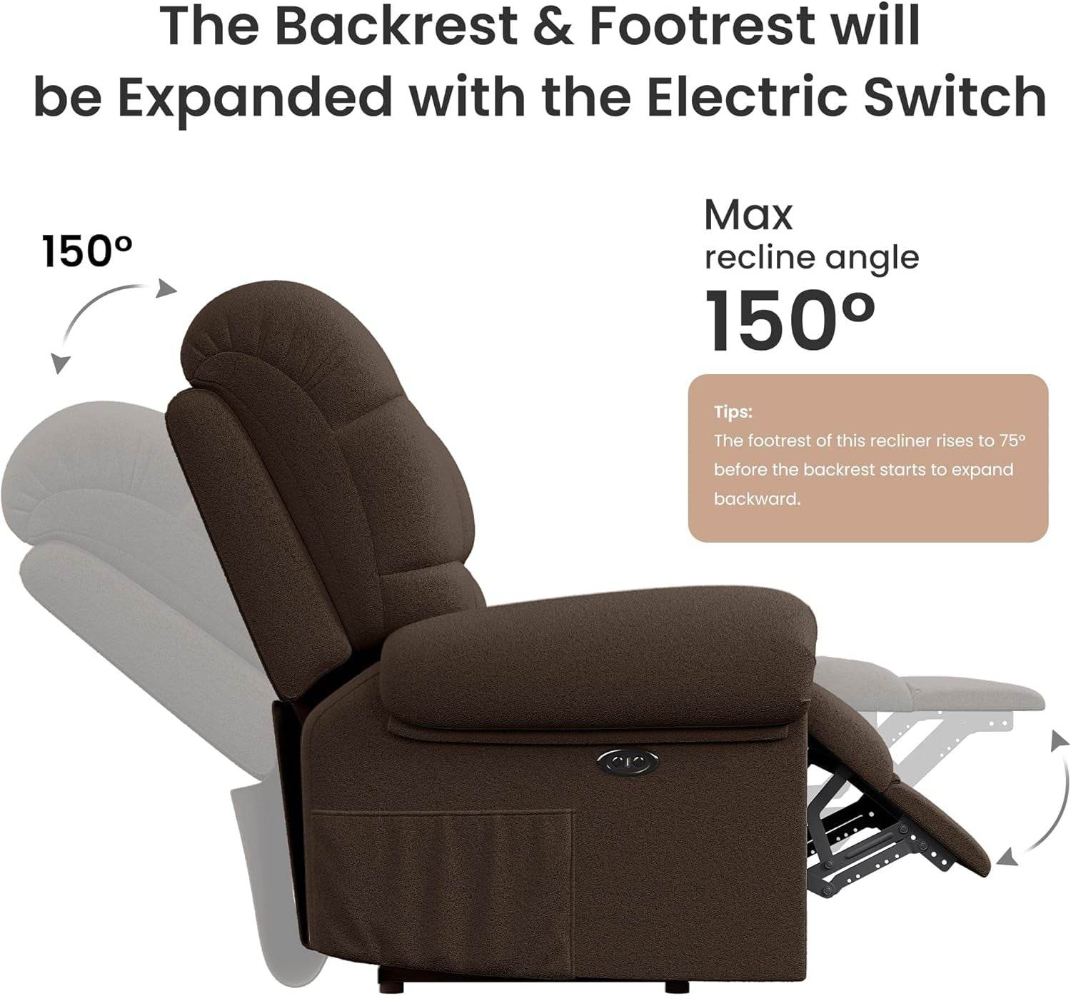 New Power Recliner Chair in Coffee - Loft&Timber