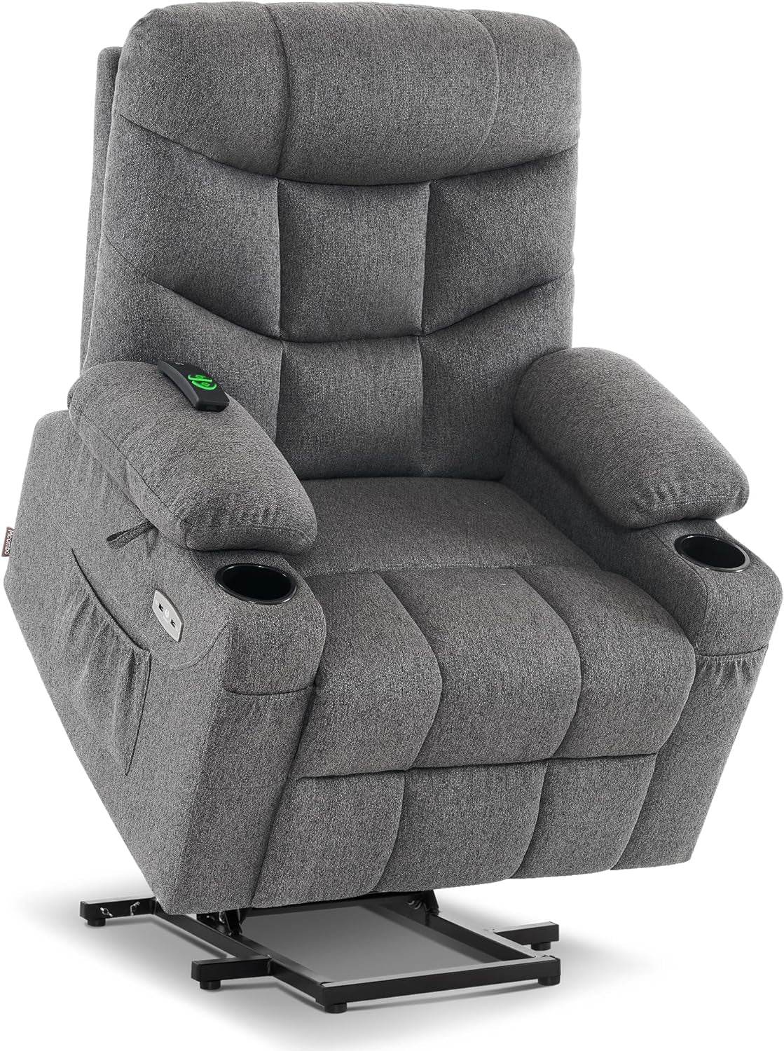 Power Lift Recliner Chair with Extended Footrest (Dark Gray, Medium-Regular) - Loft&Timber