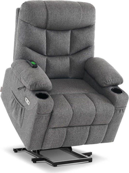 Power Lift Recliner Chair with Extended Footrest (Dark Gray, Medium-Regular) - Loft&Timber