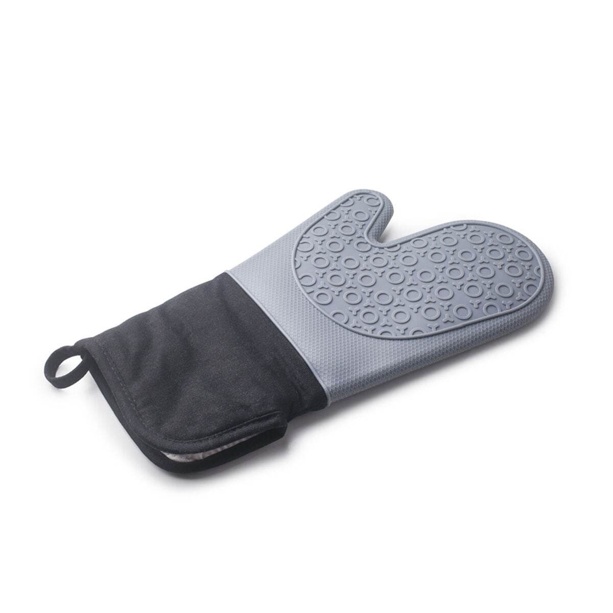 Oven Mitt Ibili Black Grey Cloth Silicone 33,5 cm - Loft&Timber