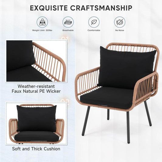 Stylish Four Piece Outdoor Wicker Patio Furniture Set - Loft&Timber