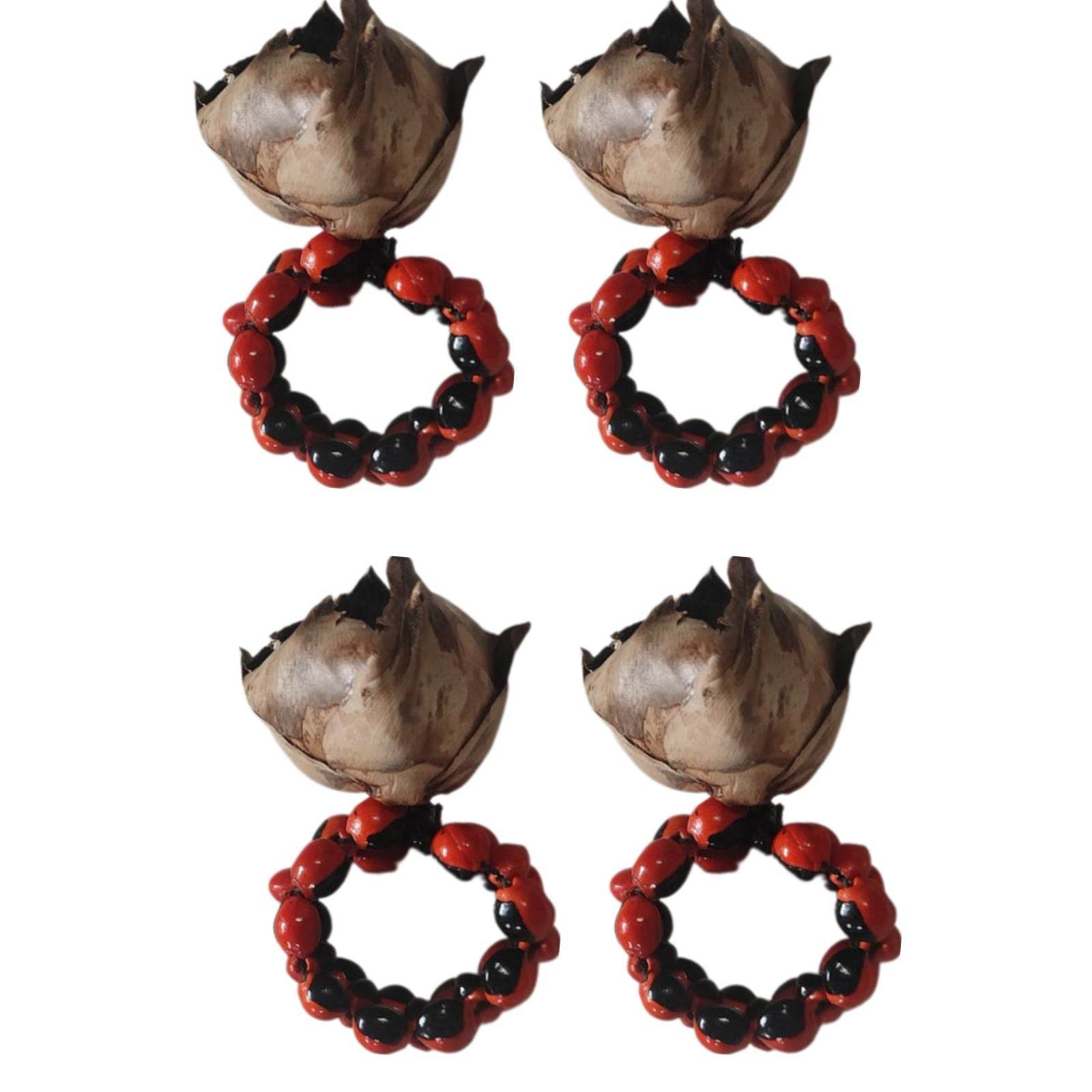 BIOJewelry Set of 4 Amazon Peel Coconut Babacu Acai Napkin Rings Handmade for Dining Table - Loft&Timber