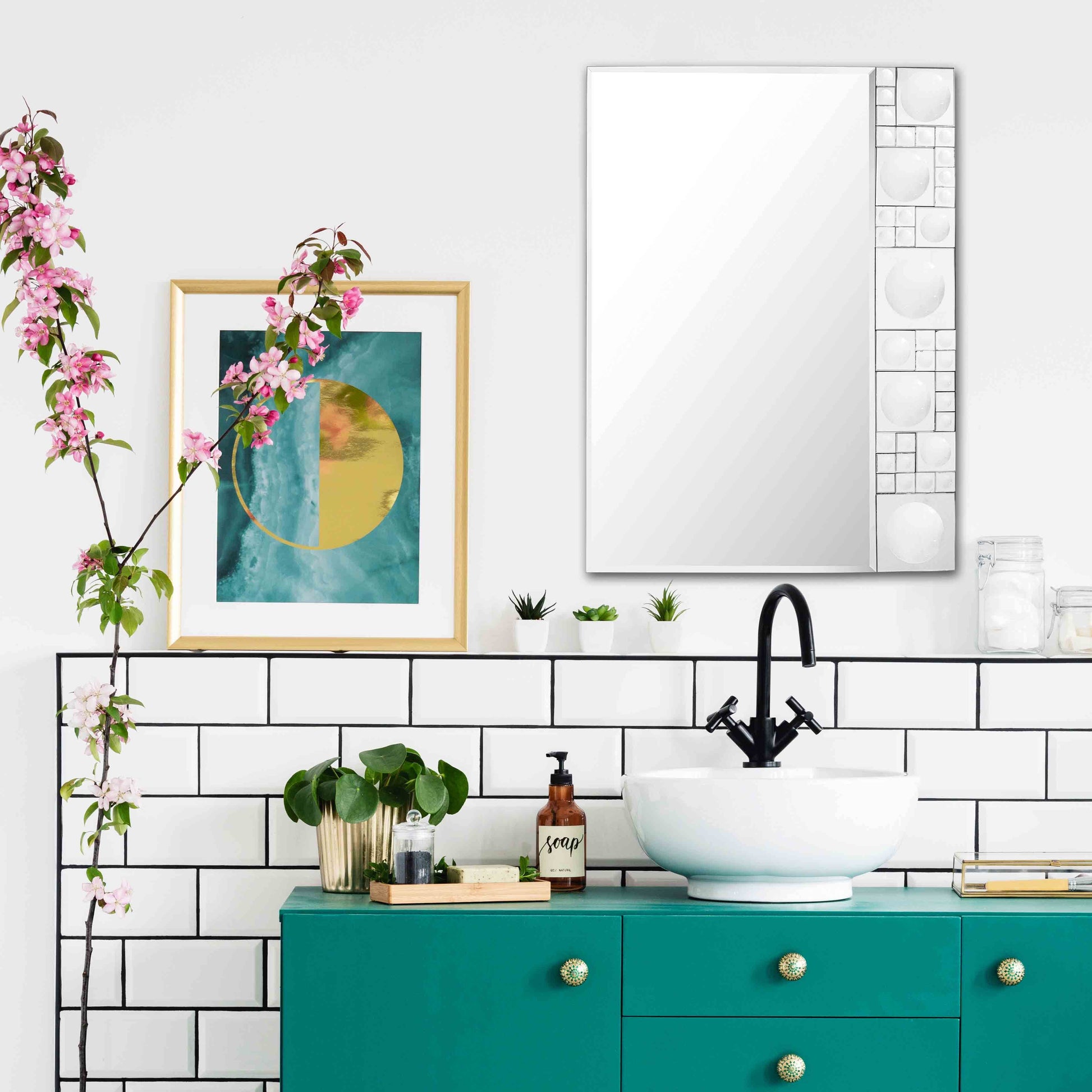 Bubbles Geometric Beveled Accent Mirror - Loft&Timber