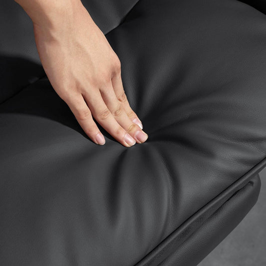 Executive Office Chair, PU Leather Ergonomic Office with Footrest in Black - Loft&Timber