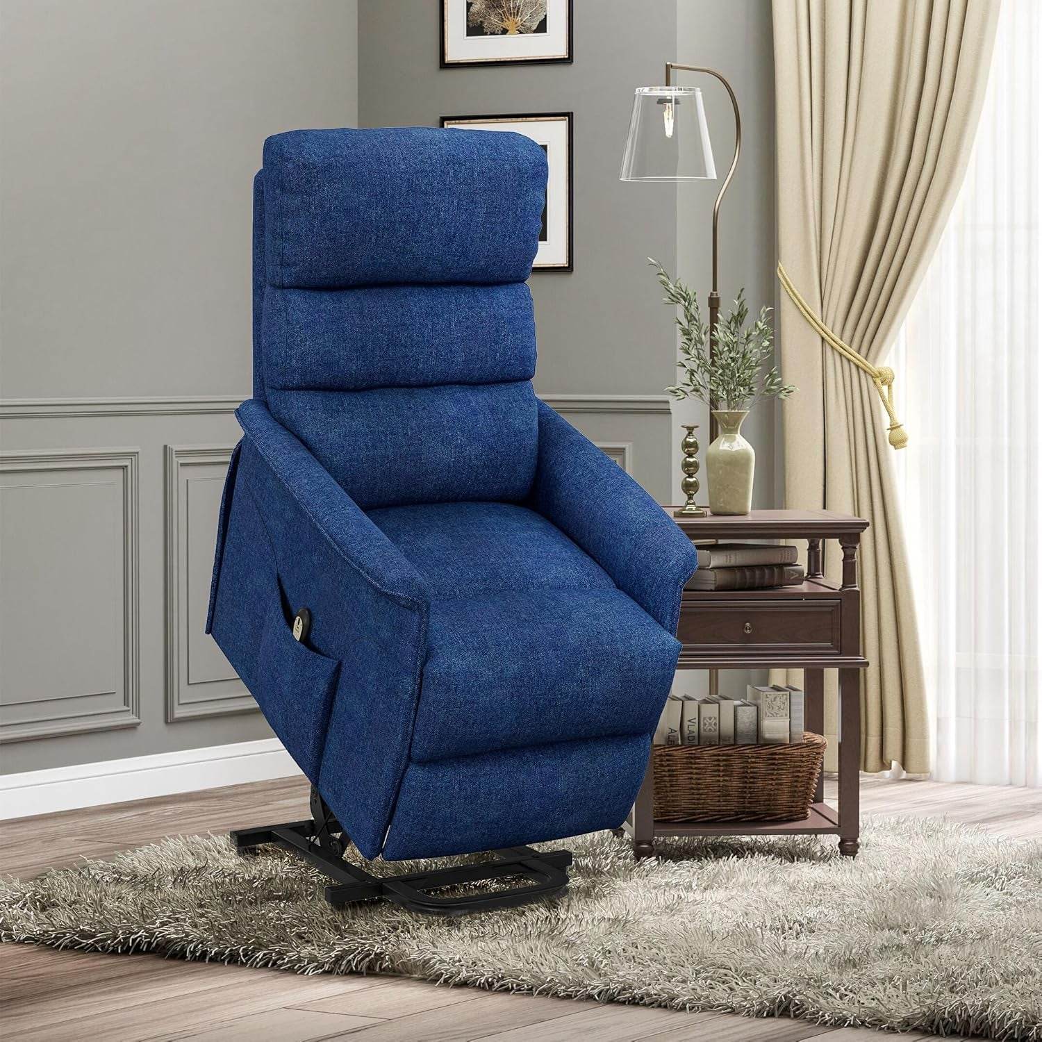 Easy Assembly Power Lift Recliner Fabric Elderly Blue - Loft&Timber