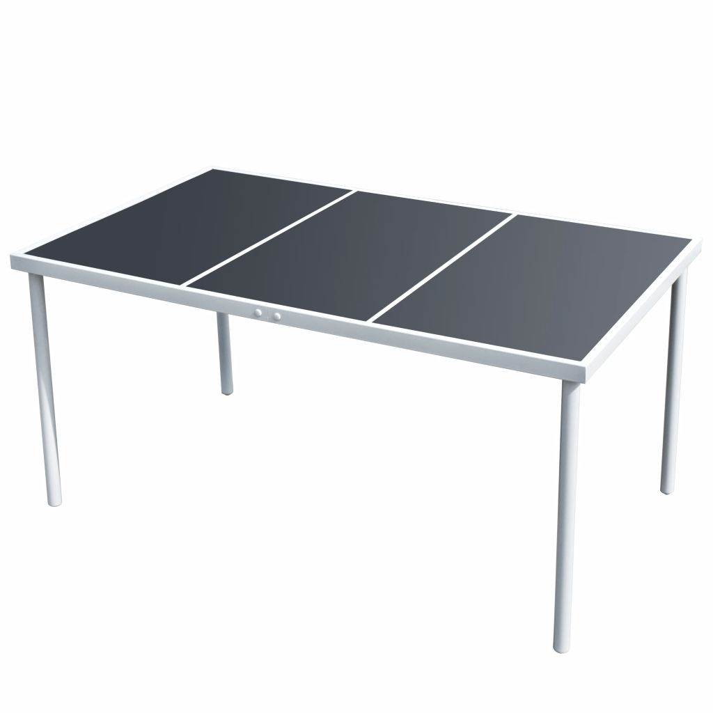 vidaXL Outdoor Dining Table Patio Table with Glass Top Garden Furniture Steel - Loft&Timber