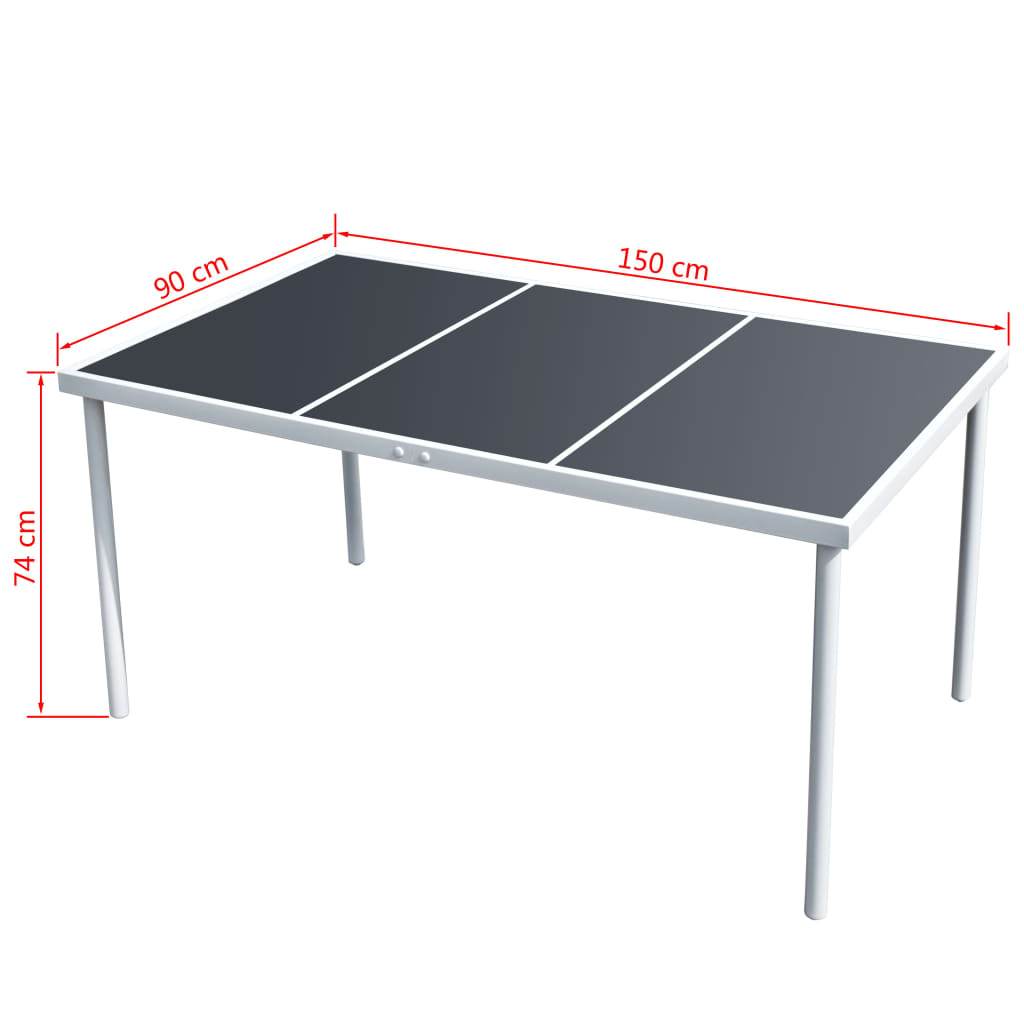 vidaXL Outdoor Dining Table Patio Table with Glass Top Garden Furniture Steel - Loft&Timber