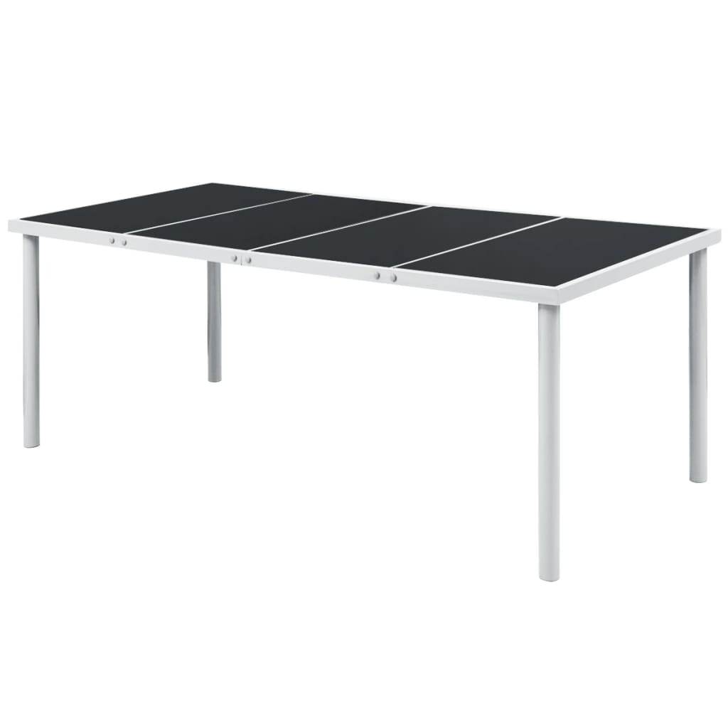 vidaXL Outdoor Dining Table Patio Table with Glass Top Garden Furniture Steel - Loft&Timber